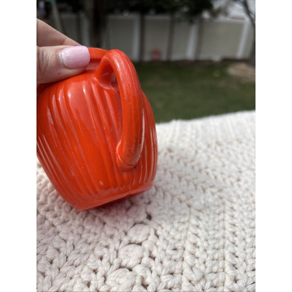Vintage MCM Hazel Atlas Orange Moderntone Platonite Creamer Pitcher Kitsch 002 2 - Picture 6 of 8